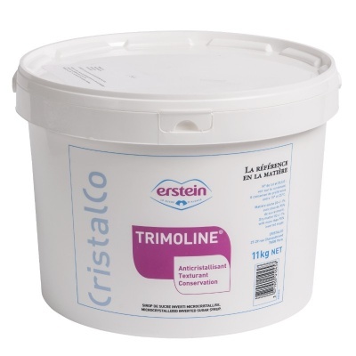 Recipiente branco com tampa e rótulo do produto TRIMOLINE da marca cristalco