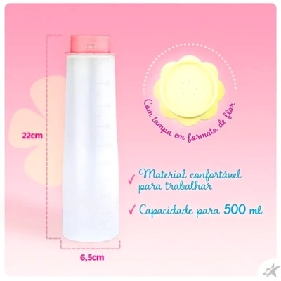 Garrafa de plástico com tampa em formato de flor
