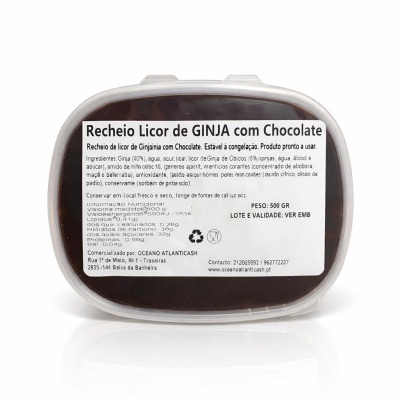 Embalagem de recheio de licor de ginja com chocolate