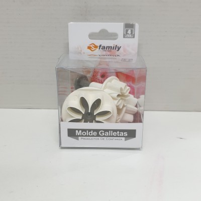 Conjunto de moldes para bolachas em caixa de plástico transparente