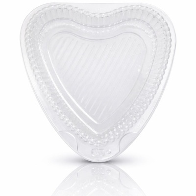 Recipiente plástico transparente em forma de coração