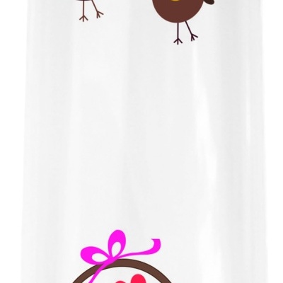 Saco plástico decorado com galinhas e ovos coloridos