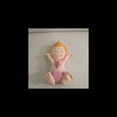Figura decorativa de bebé sorridente com fralda cor-de-rosa