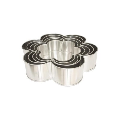 Conjunto de cortadores de bolachas em aço inoxidável formato flor empilhados