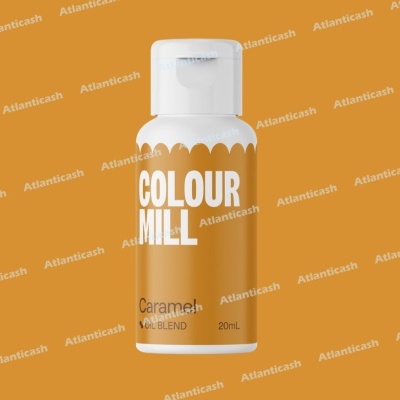 Frasco de 20mL COLOUR MILL Caramel em fundo laranja