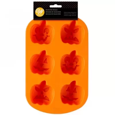 Moldes de silicone laranja para bolos com formas de abóboras de Halloween