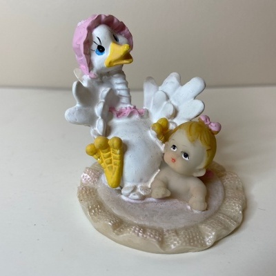 Figura decorativa de pato com bebé