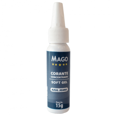 Frasco branco de corante concentrado azul jeans da marca MAGO