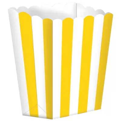 Caixa para pipocas riscada amarela e branca