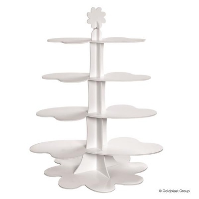 Suporte para bolos branco de plástico em forma de flor com vários níveis