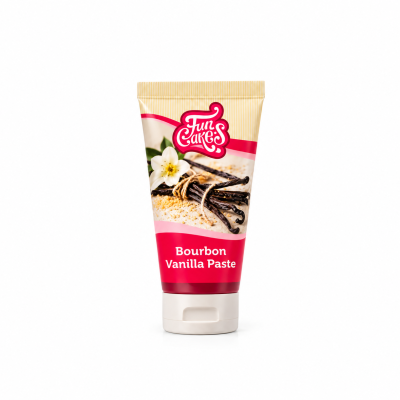 Frasco de pasta de baunilha Bourbon Fun Cakes com rótulo colorido