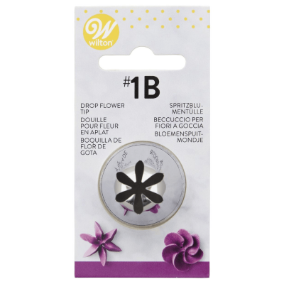 Bico Wilton Drop Flower Tip #1B para decoração de bolos, embalagem branca e roxa