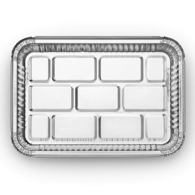 Bandeja metálica retangular com padrão de tijolos