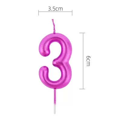 Vela de aniversário número 3 rosa metálico