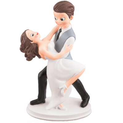 Figurinha de casal de noivos em pose de dança com roupas formais