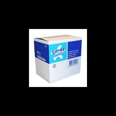 Caixa branca e azul de toalhas de mãos Estrela