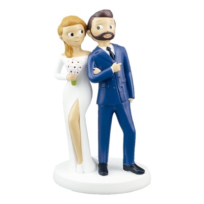 Bonecos de noivos decorativos em estilo cartoon com base branca