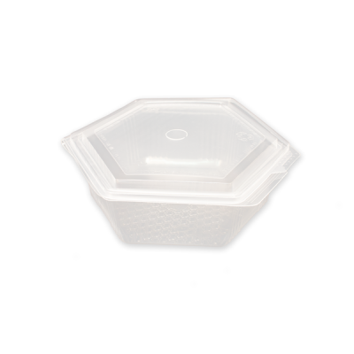 Recipiente hexagonal transparente com tampa