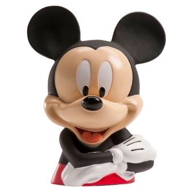 Figura do Mickey Mouse, com orelhas grandes, luvas brancas e calças vermelhas