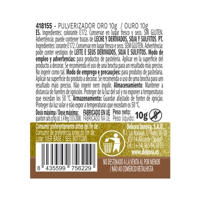 Etiqueta de pulverizador com informações de ingredientes, uso e fabricante