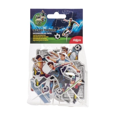 Pacote de cake toppers decorativos com tema de futebol