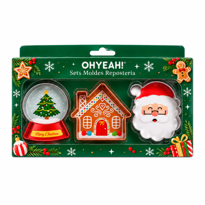 Conjunto de moldes de Natal OHYEAH! com bola de neve, casa de gengibre e Papai Noel