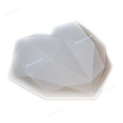 Forma de silicone branca em forma de coração facetado