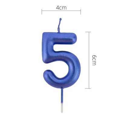 Vela de aniversário número 5 azul metálico