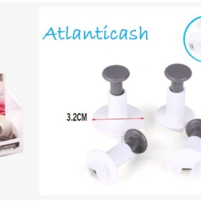 Tampões de silicone brancos com botão cinzento na embalagem