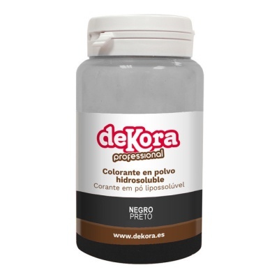 Frasco cinzento com tampa branca de colorante em pó hidrossolúvel Dekora Professional