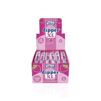 Expositor rosa com doces VIDAL dipper XL sabor Morango Fresa