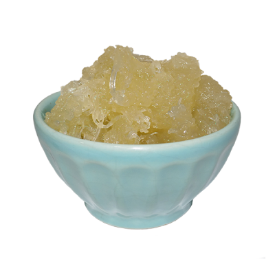 Tigela azul clara com gel translúcido amarelo
