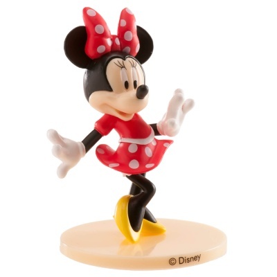 Figurine de Minnie Mouse em vestido vermelho de bolinhas brancas e sapatos amarelos