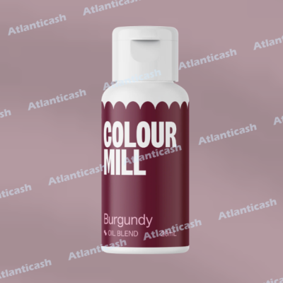 Frasco de tinta Colour Mill cor Burgundy com 10ML em fundo rosa