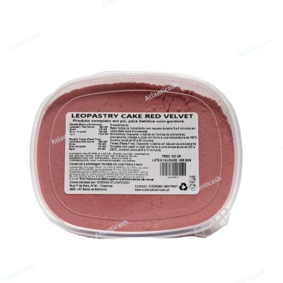 Bolo LEOPASTRY CAKE RED VELVET em embalagem plástica com etiqueta
