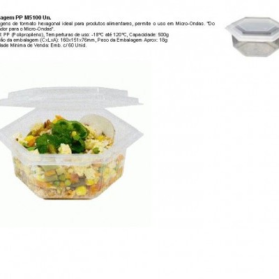 Embalagem hexagonal transparente para alimentos com tampa