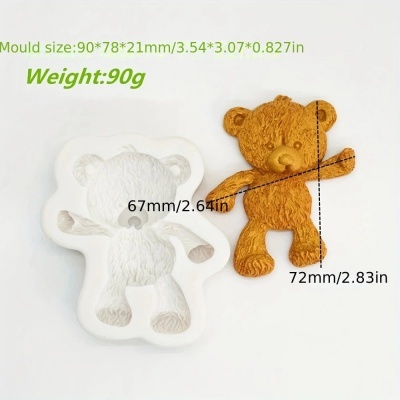 Molde de silicone branco para urso e urso castanho com ramo