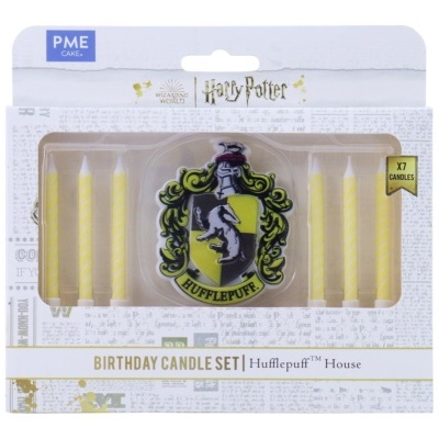 Conjunto de velas amarelas com brasão Hufflepuff da linha Harry Potter