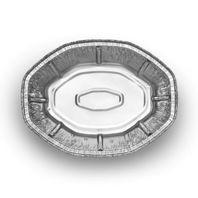 Cinzeiro metálico prateado octogonal com relevo