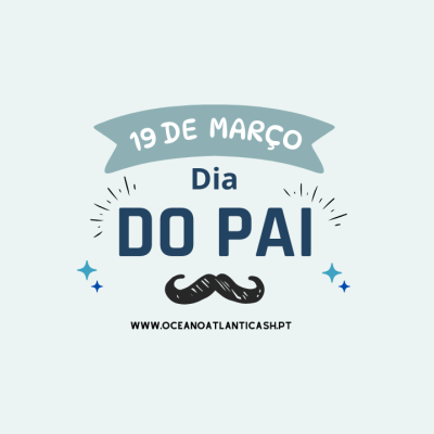 Arte gráfica Dia do Pai com bigode preto e texto em fundo cinza claro