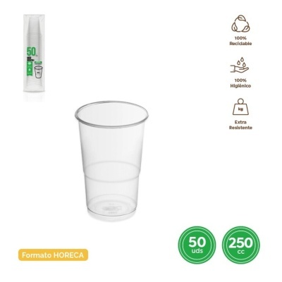 Copo descartável transparente 250 cc em embalagem com 50 unidades