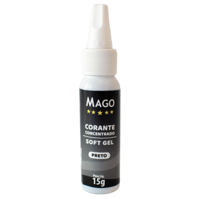 Frasco de corante concentrado soft gel preto MAGO de 15g