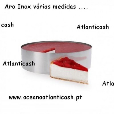 Aro inox com cheesecake e texto explicativo