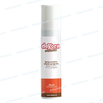 Spray vermelho deKora professional com rótulo branco e vermelho
