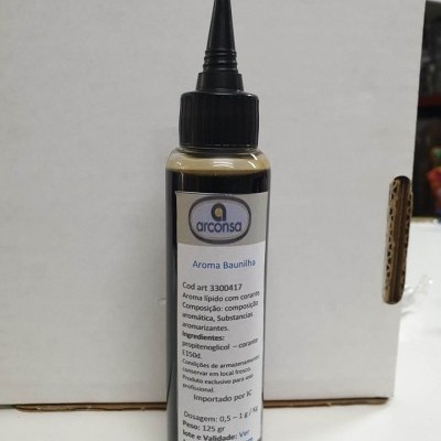 Frasco plástico preto com tampa de bico aplicador e rótulo branco com texto