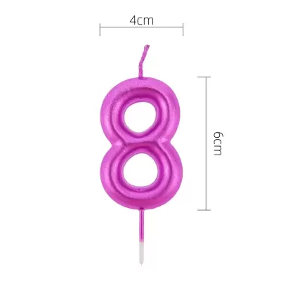 Vela número 8 rosa para aniversário com medidas