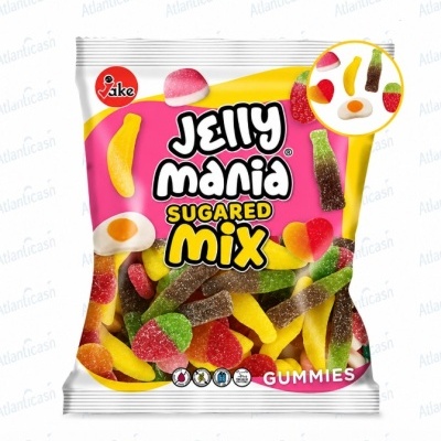 Pacote de gomas Jelly Mania Sugared Mix coloridas e açucaradas
