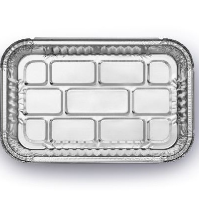 Tabuleiro de alumínio com compartimentos distintos