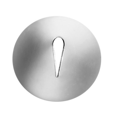 Botão circular prateado com fenda em forma de gota