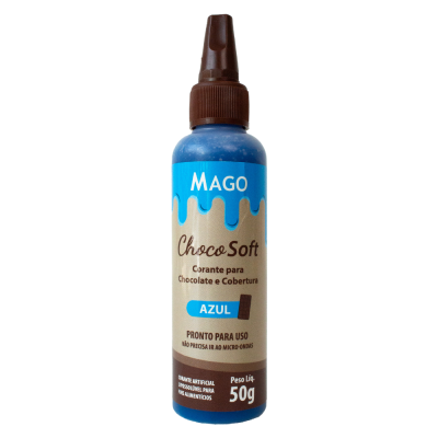 Frasco de corante azul para chocolate e cobertura Choco Soft da MAGO
